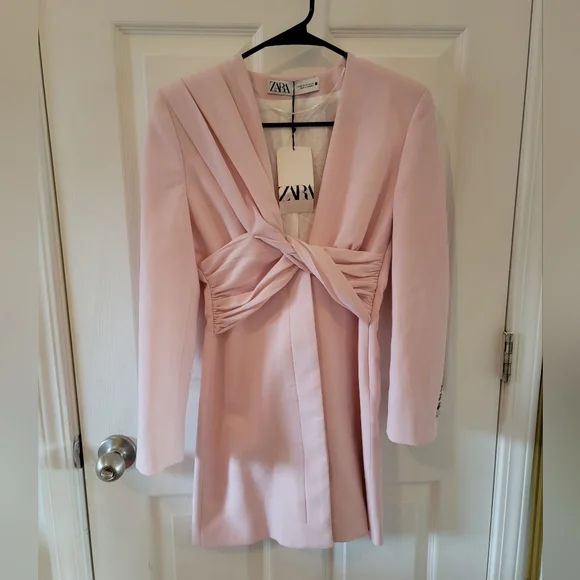 Zara Pink Draped Jacket Mini Dress NWT - Picture 5 of 11